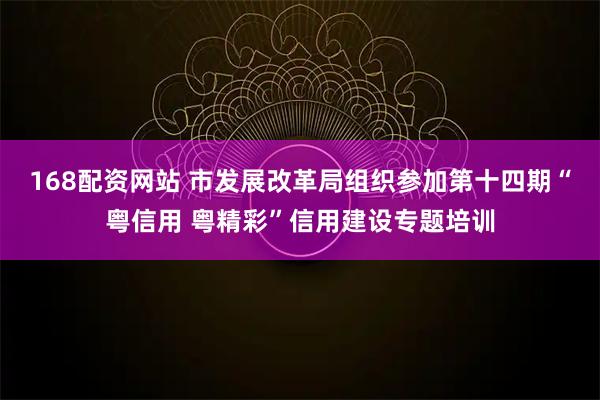 168配资网站 市发展改革局组织参加第十四期“粤信用 粤精彩”信用建设专题培训